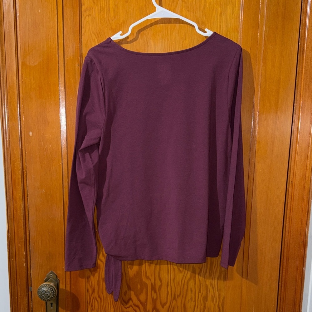Women's Burgundy Floral Long Sleeve Top - Picture 3 of 5